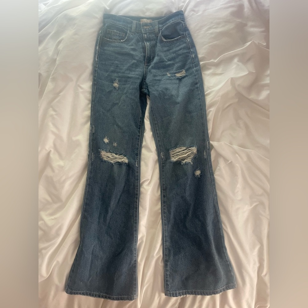 Altar'd State Distressed Straight Leg Jeans in Blue